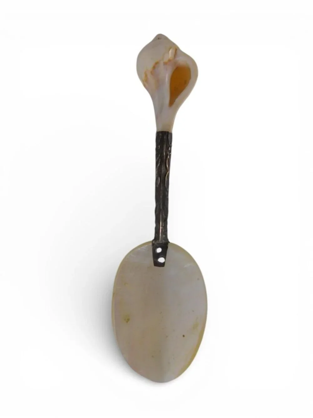 Vintage Mother of Pearl Caviar Spoon Shell Handle Silverplate Serving Utensil